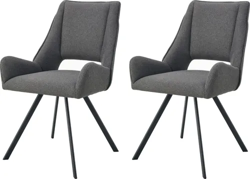 Mid.you Stuhl-Set Helen in Anthrazit - Oeko-Tex® Standard 100 - Elegantes Stuhl-Set Helen in Anthrazit, konisch und rund. Mit geprüfter Qualität und nachhaltigen Materialien, ideal für Ihr Esszimmer. Maße: 56x91x63 cm.