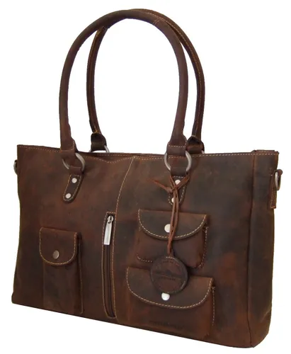 GreenBurry Damen-Business-Shopper Rind-Leder 43*27*13 cm Schulter-Tasche 1916