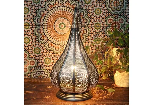 Casa Moro Tischleuchte Monza Silber – Orientalische Lampe - Handgefertigte Tischleuchte im orientalischen Design mit traumhaften Mustern. Ideal für stimmungsvolle Beleuchtung in jedem Raum, sowohl elektrisch als auch für Kerzen. Ein Hauch von Luxus für Ihr Zuhause!
