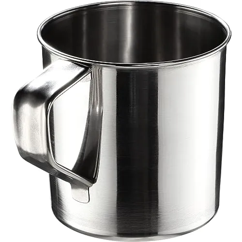 KADAX Edelstahlbecher, widerstandsfähiger Kaffeebecher mit Henkel, bruchsicherer Trinkbecher, Isolierte Tasse, Thermobecher für Kaffee, Tee, Saft und Wasser (10cm / 1 Stück)