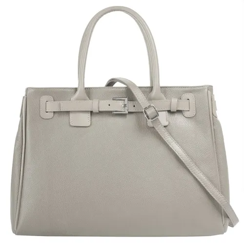 Cluty Handtasche Damen 021308 grau - Elegante Handtasche aus 100% Rindleder, ideal für Shopping und Brunch. Mit abnehmbarem Schultergurt und modischer Schnalle – praktisch und stylisch zugleich.