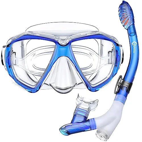Dorlle Schnorchelset mit Anti-Fog Tauchmaske und Premium Dry Schnorchel