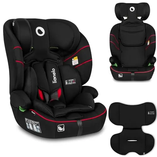 LIONELO LEVI I-SIZE Kinderautositz 76-150 cm - Kindersitz der Gruppe 1-3 mit 10-stufiger Kopfstützenverstellung, seitlichem Schutz und atmungsaktiver Reduktionseinlage für maximalen Komfort und Sicherheit.