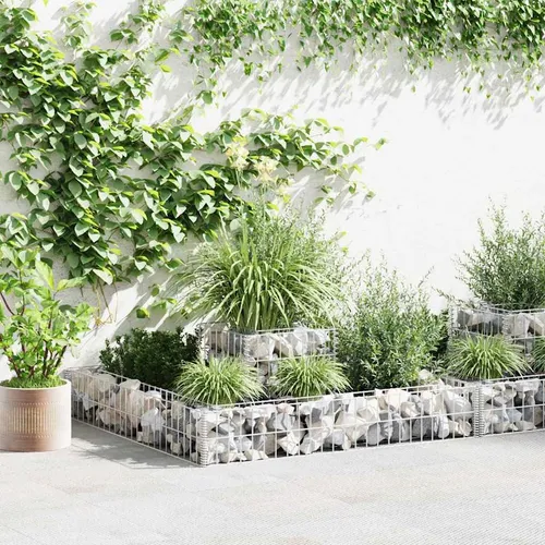 Gabione 2 Stufen Pflanzkübel - vidaXL Steinkorb für den Garten - 2 verzinkte Pflanzkübel aus robustem Stahl, witterungsbeständig und ideal für kreative Gartenprojekte. Perfekt für Hochbeete und als Wandgestaltung.