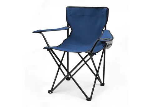 Spetebo Campingstuhl Campingstuhl mit Getränkehalter - blau (Stück, 1 St), Camping Strand und Garten Klappstuhl mit Tragetasche