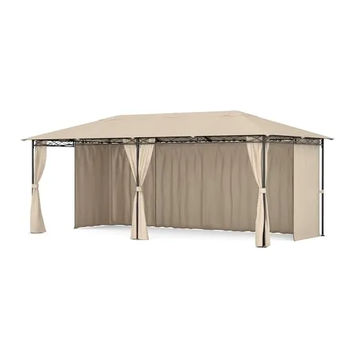 blumfeldt Pavillon Mondo 3x6m - Wetterfester Gartenpavillon - Sechseckiger Pavillon mit pulverbeschichtetem Metallrahmen, ideal für Garten und Camping. Mit 4 seitlichen Polyesterteilen für optimalen Schutz und einfache Montage.