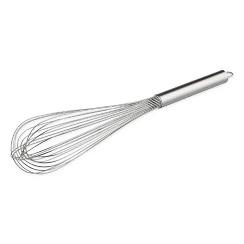 thermohauser Schneebesen (Edelstahl rostfrei), 45 cm Länge, mit EdelEdelstahlgriff und Aufhänger, mit 24 Schlaufen, Edelstahlgriff