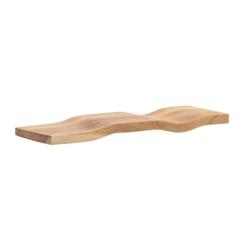 Wohnling Wandregal Akazie Massivholz 40cm - Modernes Hängeregal in Wellenform aus Echtholz - MODERNES DESIGN: Das Wandregal aus massivem Akazienholz mit geschwungener Form setzt stilvolle Akzente. Ideal für die kreative Gestaltung deiner Wände. HANDGEARBEITET: Jedes Regal ist ein Unikat, das durch seine individuelle Maserung besticht. VIELSEITIG EINSETZBAR: Perfekt für Dekoration und Alltagsgegenstände. ROBUST UND PFLEGELEICHT: Die lackierte Oberfläche sorgt für Langlebigkeit und einfache Reinigung.