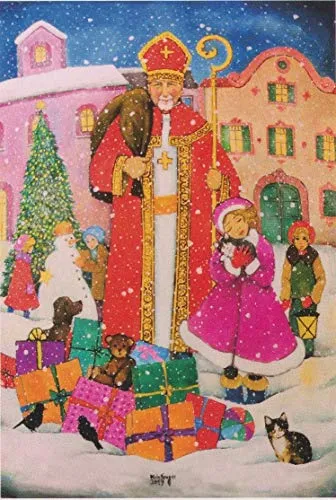 sticker-dealer Weihnachts-Doppelkarte Heiliger Nikolaus Kunstkarte Weihnachtsgruß Weihnachtskarte