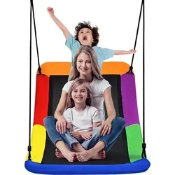 COSTWAY Bunte Baumschaukel mit verstellbarem Seil - Endloser Spaß für Kinder und Erwachsene! Diese robuste, farbenfrohe Nestschaukel ist einfach zu montieren, tragbar und bietet eine Tragkraft von bis zu 150 kg. Ideal für Garten, Park oder Spielplatz.