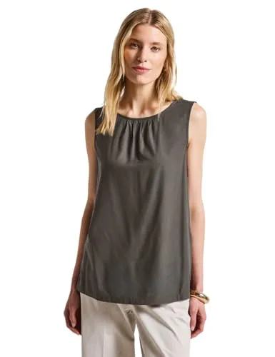 STREET ONE Damen 3411873 Blusentop mit Raffung, Nomad Brown, 38 - Blusen & Tuniken für Damen, ätherisches, ärmelloses Blusentop mit femininer Raffung aus weicher Viskose – perfekt für jeden Anlass.
