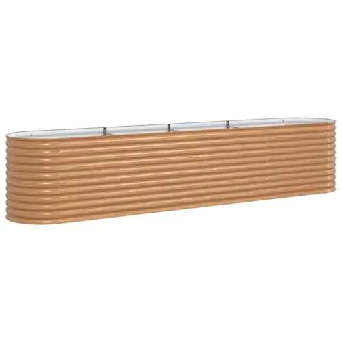 vidaXL Garten Hochbeet aus galvanisiertem Stahl 400 x 80 x 81 cm - Blumenkasten aus galvanisiertem Stahl, wetterfest und rostgeschützt, mit ansprechender Holzoptik für stilvolle Gärten und Platz für viele Pflanzen.