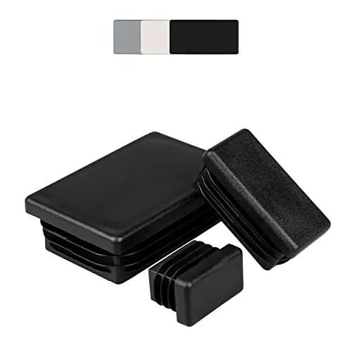 Stück Kunststoff Rechteck Rohrstopfen, Lamellenstopfen, Verschiedene Größen und Farben, Möbelgleiter, Stuhlbeinschoner, Schutzkappen (Rohraußenmaß: 60x40mm, Rohrwandstärke: 1-3mm, Schwarz) 10