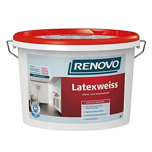 Renovo Wand- und Deckenfarbe Glanzlatex weiss 10,0 Ltr. von Renovo