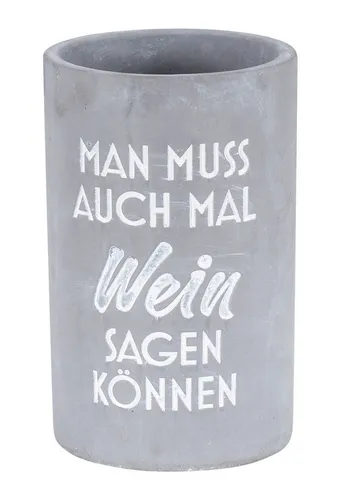 Levandeo® Wein- und Sektkühler, Weinkühler Beton Grau H21cm Flaschenkühler Spruch Wein Sektkühler