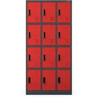 Jan Nowak Wertfachschrank 3B4A - 12 Fächer Schließfachschrank - Robuster Schließfachschrank mit 12 abschließbaren Fächern für Schulen und Fitnesszentren. Pulverbeschichtet, lüftungsoptimiert und mit Zylinderschloss für Sicherheit. Maße: 185 cm x 90 cm x 40 cm.