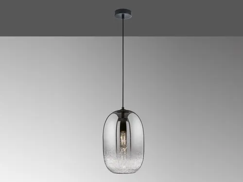 Vintage Rauchglas Pendelleuchte für Esstisch - Hängelampe - Lampen für Erwachsene, stilvolle Vintage-Pendelleuchte mit ovalem Schirm aus Rauchglas, ideal für Esszimmer und Küchen, Höhe 140 cm, Durchmesser 20 cm, ohne Leuchtmittel.