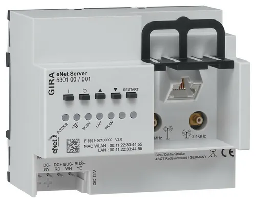 Gira 530100 Server REG eNet - Innovativer eNet Server für moderne Smart Home Lösungen, kompakte Größe und hohe Qualität für zuverlässige Netzwerksteuerung.