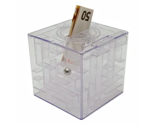 Goods+Gadgets 3D Labyrinth Spardose – Interaktive Münzbox für Spaß und Sparen - Mini Labyrinth Spardose für kreatives Sparen und Geschicklichkeit. Diese originelle Sparbox verwandelt Münzen in ein spannendes Abenteuer und ist ideal als Geldgeschenk für Freunde und Familie.
