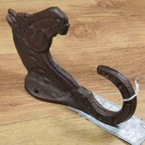 Wandhaken Gusseisen Garderobenhaken Haken Pferde Pferd Pferdekopf Hufe LH144