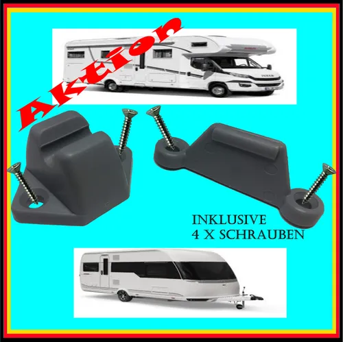 OCS Türfeststeller Set 2 tlg. grau + 4x Schr. A2 Türhalter Wohnwagen Reisemobil