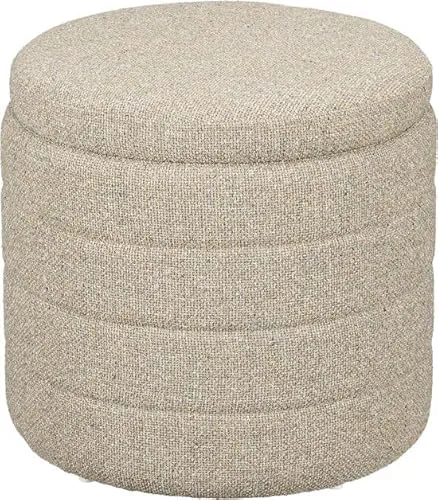 Mica Decorations Aufbewahrungs-Pouf Beige - Hocker mit Stauraum - Vielseitiger Pouf von Mica Decorations in neutralem Beige. Ideal als Hocker oder Beistelltisch, bietet er Stauraum für Decken und Kissen. Robustes Holzgestell aus 100 % FSC®-zertifiziertem Holz für geprüfte Qualität.