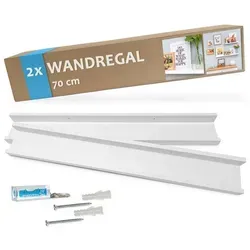 PHOTOLINI Wandregal Bilderleiste, Schweberegal 2er Set für Fotos, Poster & Deko-Objekte, 2-tlg. weiß 70 cm x 5 cm x 9.5 cm