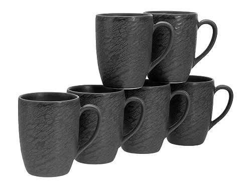 Creatable Kaffeebecherset Rondo Schiefer, Schwarz, 6-teilig - Elegantes 6-teiliges Kaffeebecherset aus Keramik in Schwarz, ideal für Kaffee und Tee. Mit 300 ml Fassungsvermögen perfekt für jeden Genussmoment.