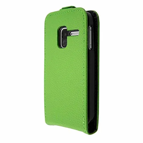 caseroxx Flip Cover für Alcatel 2008G in grün – Handy-Tasche mit Kreditkartenfächern & Magnetverschluss aus Kunstleder, schlank & funktional