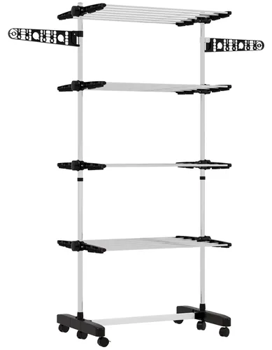 Wäschenständer Wäschetrockner 5 Ebenen, klappbar, Schwarz + Silber