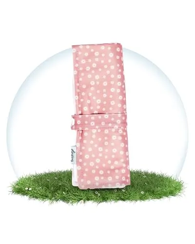 Hinzling Wickelunterlage – Baby Wickelunterlage für unterwegs – Daisy Blush – Abwaschbare, schadstofffreie, nachhaltige und moderne Baby Unterlage – Must-Have Baby Reise Zubehör