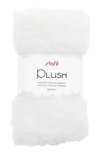 stafil Plüsch Stoff Lammfell Optik 30x40 cm Ganzjährig Handwäsche 40°C 100% Polyester Ideal für Nähprojekte und Dekoration Weiß
