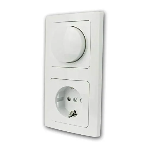 ChiliTec LED-Dimmer mit Schutzkontakt-Steckdose weiß, UP, Rotary, Steuerknopf, manuell