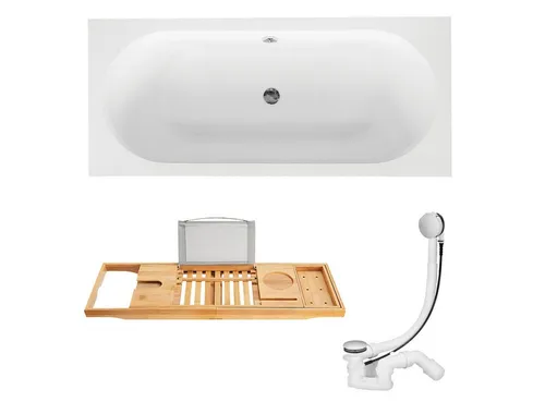 KOLMAN Rechteck-Badewanne VITAE 150x75 mit Bambus Ablage - Erleben Sie Komfort mit der VITAE Acryl-Badewanne: pflegeleicht, kratzfest und mit antibakterieller Beschichtung. Die Bambus Ablage sorgt für Entspannung beim Baden – ideal für Ihr Badezimmer.