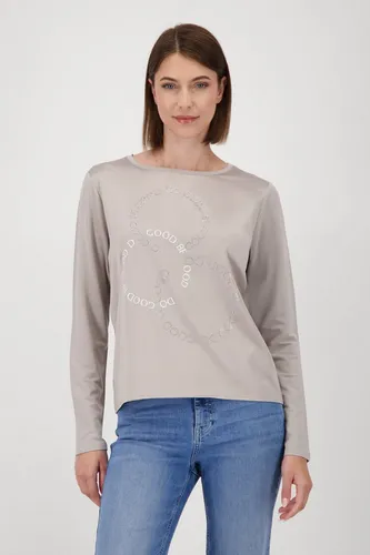 Monari Langarmbluse Schluse Basic Schmuck mit Rundhalsausschnitt beige XXL (44) - Modische Bluse in greige, aus elastischem Material für optimalen Tragekomfort. Perfekt für stilvolle Outfits im Alltag.