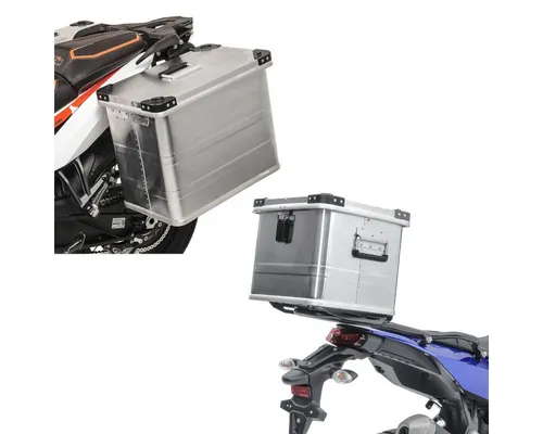 Bagtecs Reisetasche Set Alukoffer + Alu Topcase S3 - Praktisches Set bestehend aus einem stabilen 45L Alukoffer und einem 36L Alu Topcase. Ideal für den Motorradtransport, robust und wetterfest, mit komfortablen Transportgriffen.