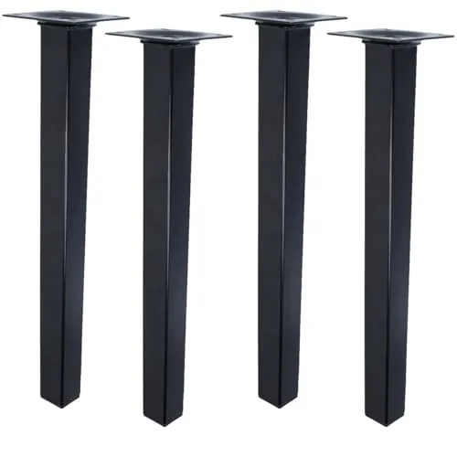 MS Beschläge Möbelbein Schwarz Möbelfuss Eckig 25x25mm Tischfuss einzeln oder 4er Pack Sofastempel Bettfuss Möbelstütze Metall Sesselfuss (4, 350mm)