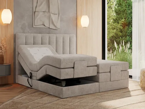 MKS MEBLE Boxspringbett 140x200 - Elektrisch Verstellbar für Optimalen Schlafkomfort - Betten: Komfortables Boxspringbett mit elektrisch verstellbaren Matratzen, 7-Zonen-Taschenfederkern und zwei Fernbedienungen für individuelle Liegepositionseinstellungen.