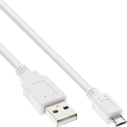 InLine 31720W Micro-USB 2.0 Kabel - 2m, weißes USB-A zu Micro-B Kabel für schnelle Datenübertragung und zuverlässige Verbindung