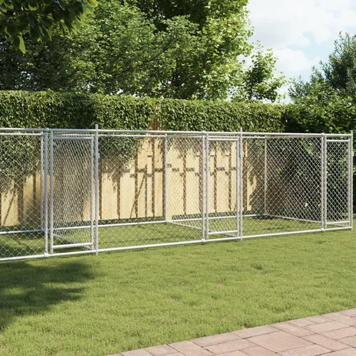 vidaXL Hundezwinger Grau 8x2x1,5 m aus verzinktem Stahl