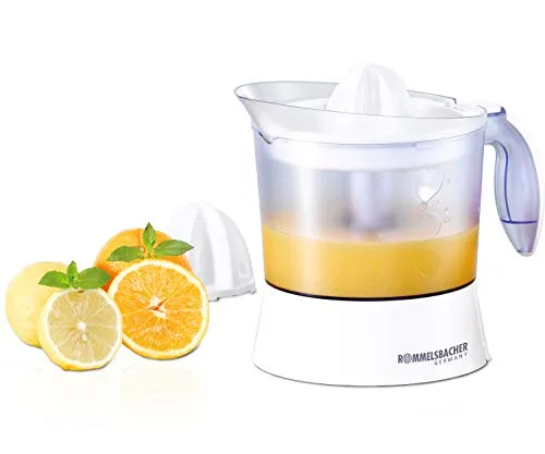 Rommelsbacher ZP 40 Zitruspresse - Entsafter mit 1 Liter Saftbehälter, leiser Motor und separater Fruchtfleischregelung für optimale Saftausbeute. Pflegeleicht, spülmaschinengeeignete Teile und inklusive Presskegel für große und kleine Früchte.