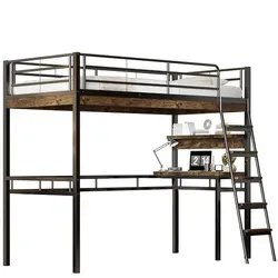 Okwish Hochbett Schwarz 90x200 cm mit Schreibtisch - Modernes Hochbett in Schwarz für Kinderzimmer. Mit stabiler Konstruktion und praktischem Schreibtisch für optimalen Raum nutzen. EN747-zertifiziert für sichere Nutzung.