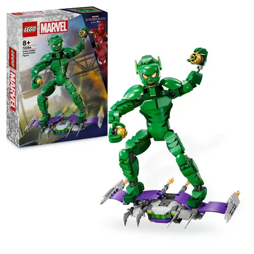 LEGO Marvel Green Goblin Baufigur - Bewegliches Superschurken-Bauspielzeug für Kinder ab 8 Jahren, mit Gleiter und authentischem Zubehör für aufregende Abenteuer