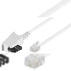 Goobay 68542 TAE-F-Anschlusskabel (Universal-Pin Out), 15 m, Weiß - TAE-F-Stecker > RJ11/RJ14-Stecker (6P4C)