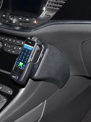 KUDA Handy Halterung 2105 für Opel Astra K ab 2015 - Konsolen & Halterungen - Hochwertige Leder Konsole aus Kunstleder in Schwarz, ideal für sicheren Halt Ihres Handys während der Fahrt.