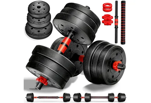 RE:SPORT Hantel-Set verstellbar – Kurzhantel & Langhantel - Vielseitiges Hantel-Set mit verstellbaren Gewichten, ideal für effektives Krafttraining zu Hause. Inklusive Sternverschlüsse und Verbindungsrohr für optimalen Halt.