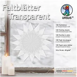 Ursus Faltblätter 2506155 - 100 Blatt Transparentpapier, 14 x 14 cm - Transparentpapier in 14 x 14 cm, ideal für Origami und Bastelarbeiten. Mit 42 g/m² besonders leicht und vielseitig einsetzbar. Made in Germany.