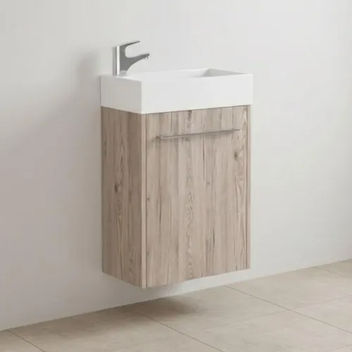 Astor Waschtisch Caddy 46 cm – Waschbecken mit Unterschrank in Eiche Grau