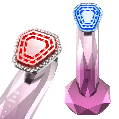 Ibtyzo Radiofrequenz Gerät Gesichtsmassagegerät, 6 IN 1 EMS Gerät Gesicht Anti Aging Gesichts Massagegerät 3MHz RF Rotes blaues Licht, Gesichtsstraffungsgerät für Hautstraffung Hautpflege zu Hause