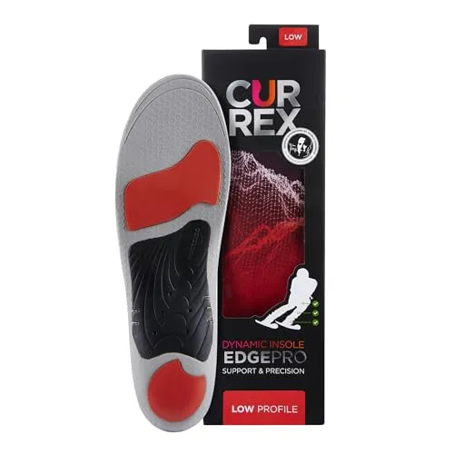 CURREX EdgePro Sohle Low Profile - Performance Einlegesohle für Ski und Snowboard - Einlegesohlen für optimale Kontrolle und Komfort beim Carven. Atmungsaktiv und mit stabilisierender Technologie für warme Füße und bessere Performance.